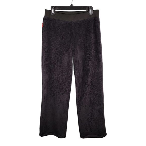 The North Face Pants Women's M Osito Fleece Fuzzy Sweatpants Black Wide Leg - Picture 1 of 7